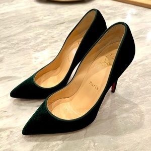Louboutin green velvet pumps 36